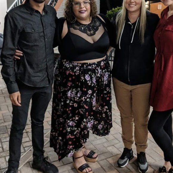 Torrid Black Floral Gauze Overskirt Shorts - Picture 3 of 6